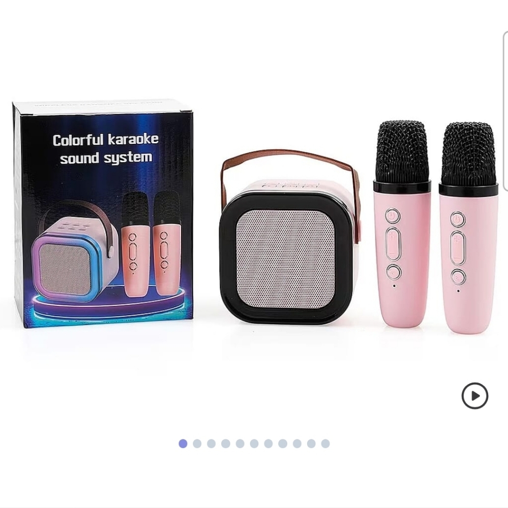 Bluetooth Karaoke Speaker with Wireless Microphones - Pink